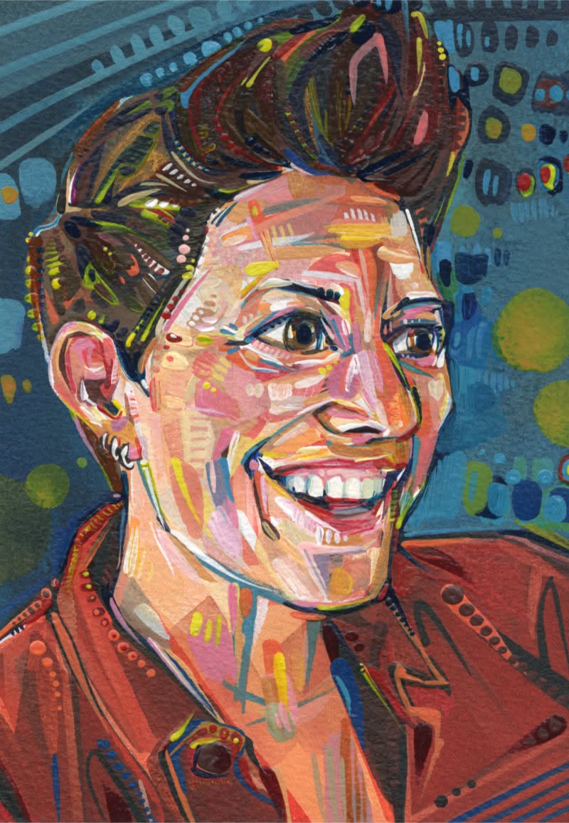 Large Orange Laughing Woman — artwork